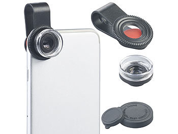 Objektiv: Somikon Mikroskop-Vorsatzlinse CVL-30 für Smartphones, 30-fache Vergrößerung