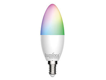 Luminea Home Control WLAN-LED-Kerze, E14, RGB-CCT, 5,5 W (ersetzt 40 W), 470 lm, App