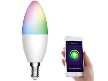 Luminea Home Control 10er-Set WLAN-LED-Lampe für Amazon Alexa/Google Assistant, E14, 5,5 W