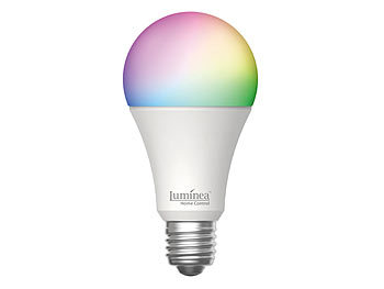 Luminea Home Control 10er-Set WLAN-LED-Lampen, E27, RGB-CCT, 9W (ersetzt 75W), F, 80lm, App