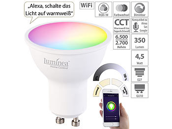 Luminea Schwenkbarer Alu-Wand- & Deckenspot, weiß, mit WLAN-LED-Spot