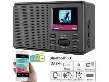 Mobiles Radio: VR-Radio Mobiles Digitalradio mit DAB+ und UKW, LCD-Farbdisplay, Wecker, 8 Watt