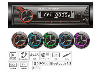 Auto Radio, Bluetooth: Creasono MP3-Autoradio mit Bluetooth & Freisprechfunktion, USB, SD, 4x45 W