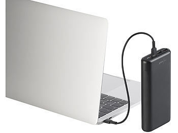 revolt Kompakte USB-Powerbank mit 20.000 mAh, USB-C PD, QC 3.0, 3 A, 65 W