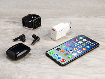 Callstel 3in1-Ladestation 20 W für iPhone, Apple Watch & AirPods, mit Netzteil
