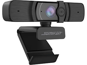 Somikon Full-HD-USB-Webcam mit Autofokus und Dual-Stereo-Mikrofon, 60 B./Sek.