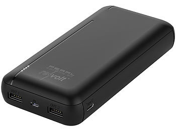 revolt USB-Powerbank mit 20.000 mAh, USB-C Power Delivery, QC 3.0, 3 A, 20 W