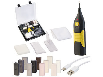 PVC Boden Reparatur Set: AGT Reparaturset für Kunststoff-Oberflächen mit Akku-Wachsschmelzer, USB-C