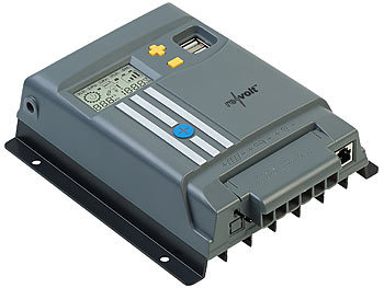 revolt MPPT-Solarladeregler für 12/24-V-Batterie, mit 20 A, Display, USB-Port