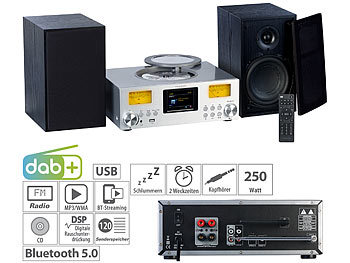 HiFi Anlage: VR-Radio Micro-Stereoanlage: Webradio, DAB+, CD, Bluetooth, App, 300 W, silber