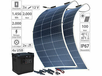 Powerbank 12V Solar: revolt Powerstation & Solar-Generator mit 2 Solarpanels, 1.456 Wh, 2.000 W