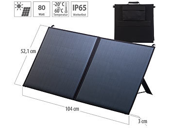 Solarmodul faltbar: revolt Mobiles faltbares Solarpanel, 2 monokristalline Solarzellen, 80 Watt