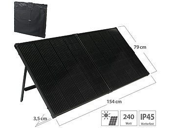 Solarpanel zum Mitnehmen: revolt Faltbares Solarpanel mit monokristallinen Zellen, 240 Watt, schwarz