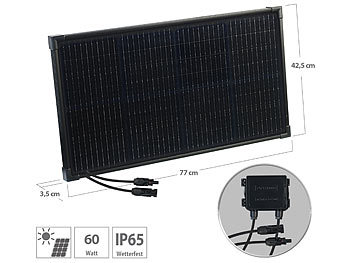 Solarzellen: revolt Mobiles Solarpanel mit monokristallinen M10 Zellen, MC4, 60 W, schwarz