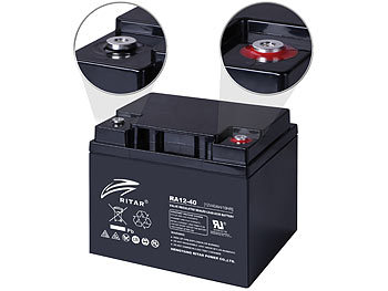 12V-Akku klein: revolt Wartungsfreie Blei-Batterie mit 12 Volt, 480 Wh, M6-Schraubanschluss