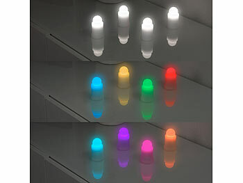 Lunartec 8er-Set wetterfeste LED-RGBWW-Kerzen mit Akku, Ladesch., WLAN-Gateway
