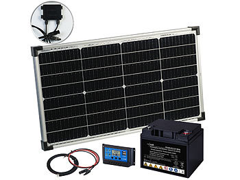 revolt 60-Watt-Solarpanel mit PWM-Laderegler und Blei-Akku, 480 Wh, 30 A