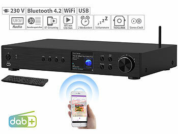 Internet Radiotuner: VR-Radio Digitaler WLAN-HiFi-Tuner, Internetradio, DAB+, Bluetooth, schwarz