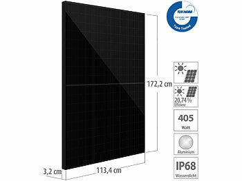 Solarpanel Halbzellen: DAH Solar Monokristallines Solarpanel, Full-Screen, 405 W, MC4, IP68, schwarz