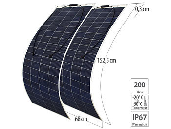 Flexible Solarpanel: revolt 2er-Set flexible Solarmodule für MC4, salzwasserfest, 200 Watt, IP67