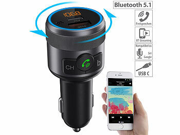 Auto, Bluetooth: auvisio Kfz-Freisprecher & Bluetooth-FM-Transmitter, mit 24 W PD, Bass Booster