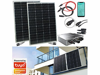 Solar Kraftanlagen: revolt 300W (2x150W) Steckerfertige Balkonsolaranlage + 350W Wechselrichter