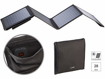 Solarpanel faltbar: revolt 28-Watt-Solar-Ladegerät mit 2 USB-Anschlüssen (5V/4,8A), faltbar, IPX4
