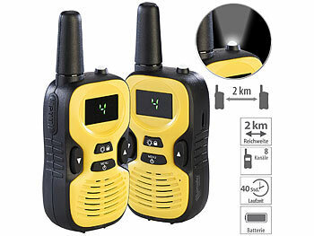 Handfunkgerät: simvalley 2er-Set Walkie-Talkie-Funkgeräte, 8 Kanälen, 446 MHz, 2 km Reichweite
