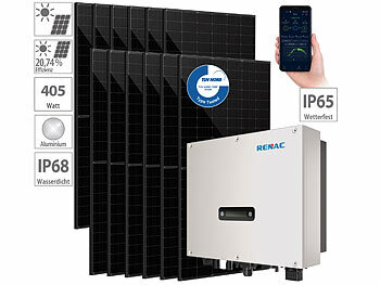 Photovoltaikanlage: RENAC 4,92kW (12x410W) MPPT-Solaranlage+10kW On-Grid-Wechselrichter 3-phasig