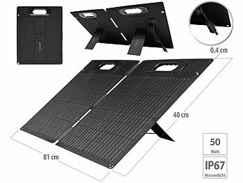 Solarpanel faltbar 12V: revolt Falt-Solarpanel, monokristalline Solarzellen, ETFE, 50 W, IP67, 2,4 kg