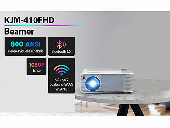 SceneLights LED-Full-HD-Beamer, native 1080p, 800 ANSI-Lumen, 18.000 lm, Dualband