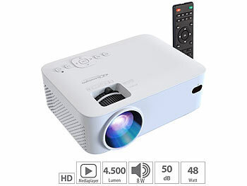 Projektor: SceneLights LED-HD-Beamer mit 720p-Auflösung, 4.500 Lumen, bis 254 cm Diagonale