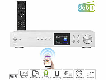DAB Receiver: VR-Radio Digitaler WLAN-HiFi-Tuner, Internetradio, DAB+, Bluetooth, silber