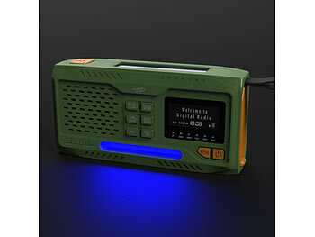 Taschenlampe Handkurbel tragbar FM Akku Solarzelle DAB DAB+ UKW