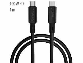 USB C auf USB C Kabel: Callstel Ultraflexibles Silikon-Lade-/Datenkabel USB-C/-C, 100W PD, 1m, schwarz