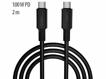 USB C auf USB C Kabel: Callstel Ultraflexibles Silikon-Lade-/Datenkabel USB-C/-C, 100W PD, 2m, schwarz