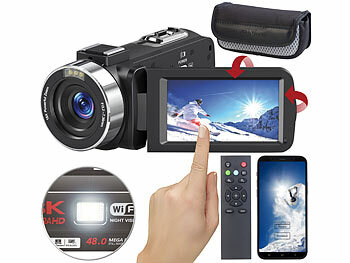 Somikon 8K-UHD-WLAN-Camcorder, IPS-Touchdisplay, 48 MP, App, Versandrückläufer