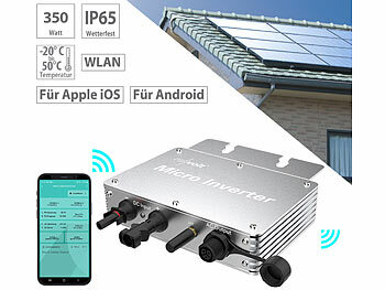 Microwechselrichter: revolt WLAN-Mikroinverter für Solarmodule, 350 W, App, geprüft (VDE-Normen)