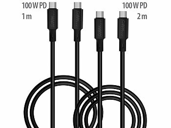 Datenkabel USB Typ C: Callstel Ultraflexible Silikon-Lade-/Datenkabel USB-C/-C, 1 + 2 m, schwarz