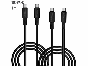 USB-C zu USSB-C Kabel: Callstel 2er-Set ultraflexible Silikon-Lade-/Datenkabel USB-C/-C, 2m, schwarz