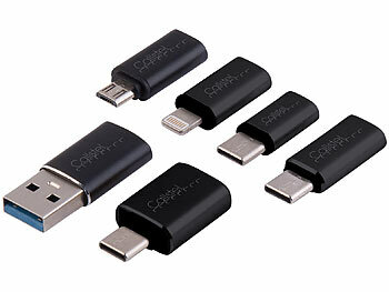 Callstel 12er-Set USB-Adapter-Sets, OTG-USB, Lightning, 60 Watt PD