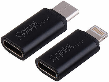 USBC auf Lightning: Callstel 2er-Set USB-Adapter, USB-C auf Lightning, Lightning auf USB-C, 10,5 W