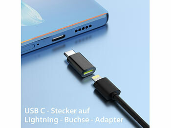 Callstel 4er-Set USB-Adapter, USB-C auf Lightning, Lightning auf USB-C, 10,5 W