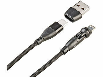 Callstel 2er-Set USB-C/A-Daten- & Ladekabel, USB-C- & Lightning-Magnet-Stecker