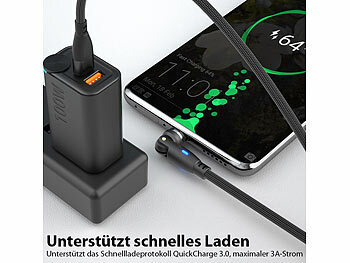 Callstel 4er-Set USB-C/A-Daten- & Ladekabel, USB-C- & Lightning-Magnet-Stecker