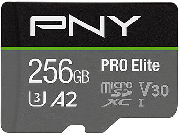 Speicherkarte Handy: PNY PRO Elite microSD-Karte 256GB, bis 100 MB/s lesen, 90 MB/s schreiben
