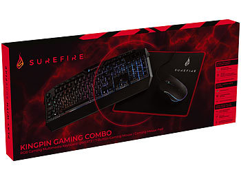 Surefire Kingpin Gaming-Kombi-Set bestehend aus Tastatur, Maus und Mauspad