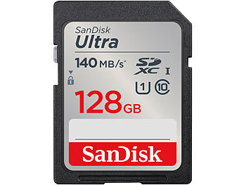 UHS Class U1 SD-Karte: SanDisk Ultra SDXC-Karte (SDSDUNB-128G-GN6IN), 128 GB, 140 MB/s, Class 10 / U1