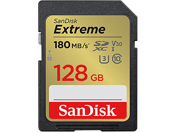 SD Card: SanDisk Extreme SDXC-Karte (SDSDXVA-128G-GNCIN), 128 GB, 180 MB/s, U1 / V30