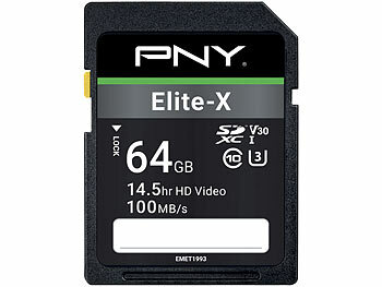 Micro SD Karten U3: PNY Elite-X SD-Karte mit 64 GB, Lesen bis zu 100 MB/s, Class 10, UHS-I U3